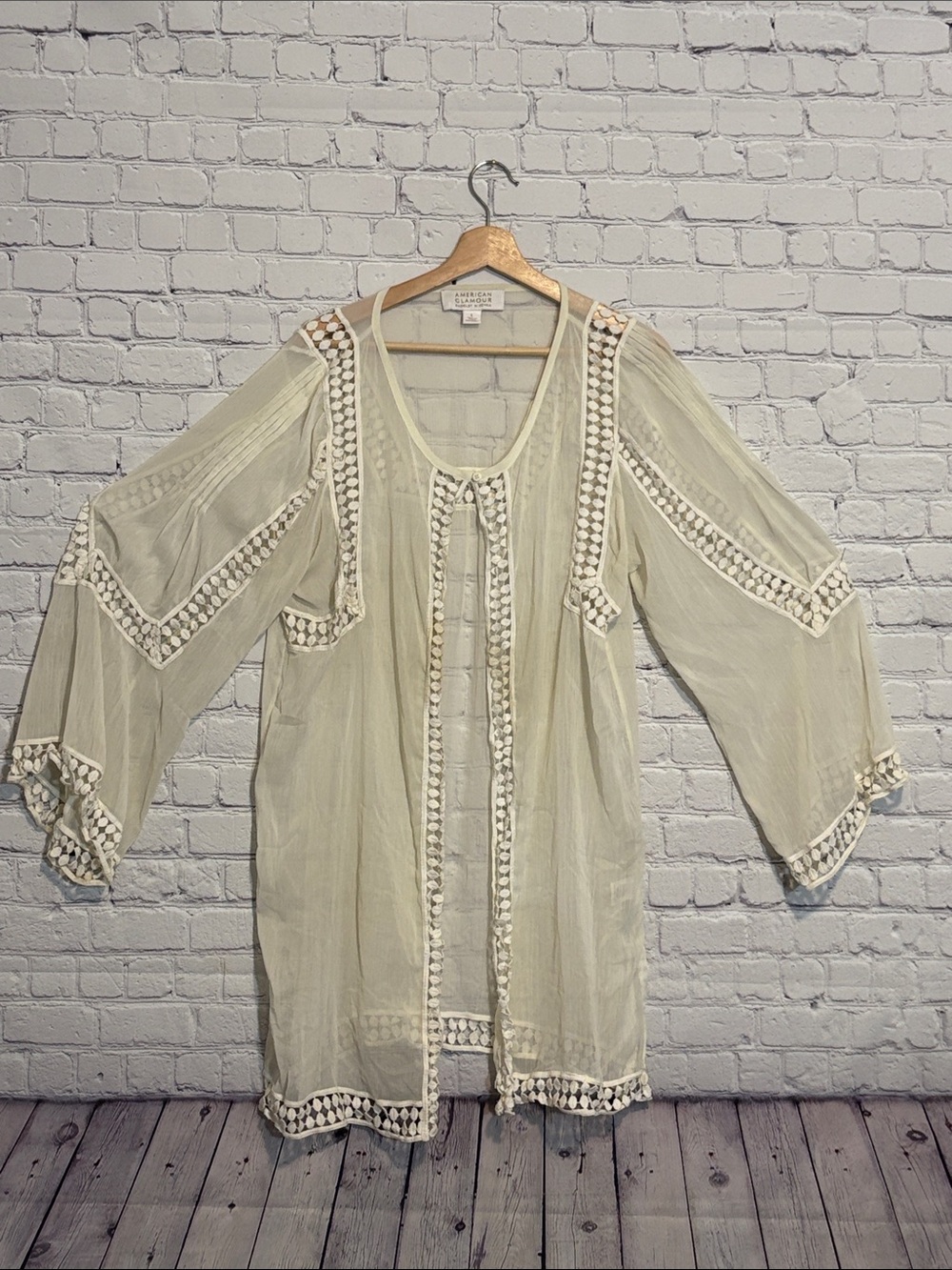 Badgley Mischka Sheer Cream Tunic